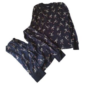Old Navy Blue Long Sleeve Skeleton Pajama Set Unisex Kids Size size XL (12)